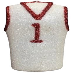 3" to 12"Sports Glitter Foam Shapes~Jersey, Footballs, Megaphone, Helmets, Basketball, 3D and Flat Back Sports Props, Homecoming, Tailgate, Prom Props (5" White/Red 3D BB Jersey)