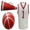 3" to 12"Sports Glitter Foam Shapes~Jersey, Footballs, Megaphone, Helmets, Basketball, 3D and Flat Back Sports Props, Homecoming, Tailgate, Prom Props (Set/3 Red/Wht Basketball) view 1