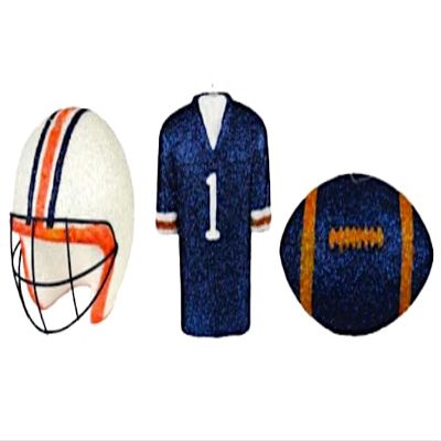 3" to 12"Sports Glitter Foam Shapes~Jersey, Footballs, Megaphone, Helmets, Basketball, 3D and Flat Back Sports Props, Homecoming, Tailgate, Prom Props (Set/3 Blu/Org/Wht Football)