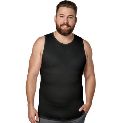 QORE LOGIQ Gynecomastia Compression Shirt Men - Premium Slimming Undershirt Compression Tank Top Mens Shapewear & Body Shaper, 4X-Large Regular, Black