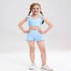 Girls Training Bra Cute Ruffle Sports Bra for Kids Scoop Neckline Fitness Yoga Bra Strap Crop Top Sky Blue view 2