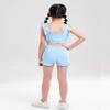 Girls Training Bra Cute Ruffle Sports Bra for Kids Scoop Neckline Fitness Yoga Bra Strap Crop Top Sky Blue view 4