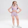 Girls Training Bra Cute Ruffle Sports Bra for Kids Scoop Neckline Fitness Yoga Bra Strap Crop Top Purple view 2