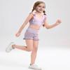 Girls Training Bra Cute Ruffle Sports Bra for Kids Scoop Neckline Fitness Yoga Bra Strap Crop Top Purple view 3