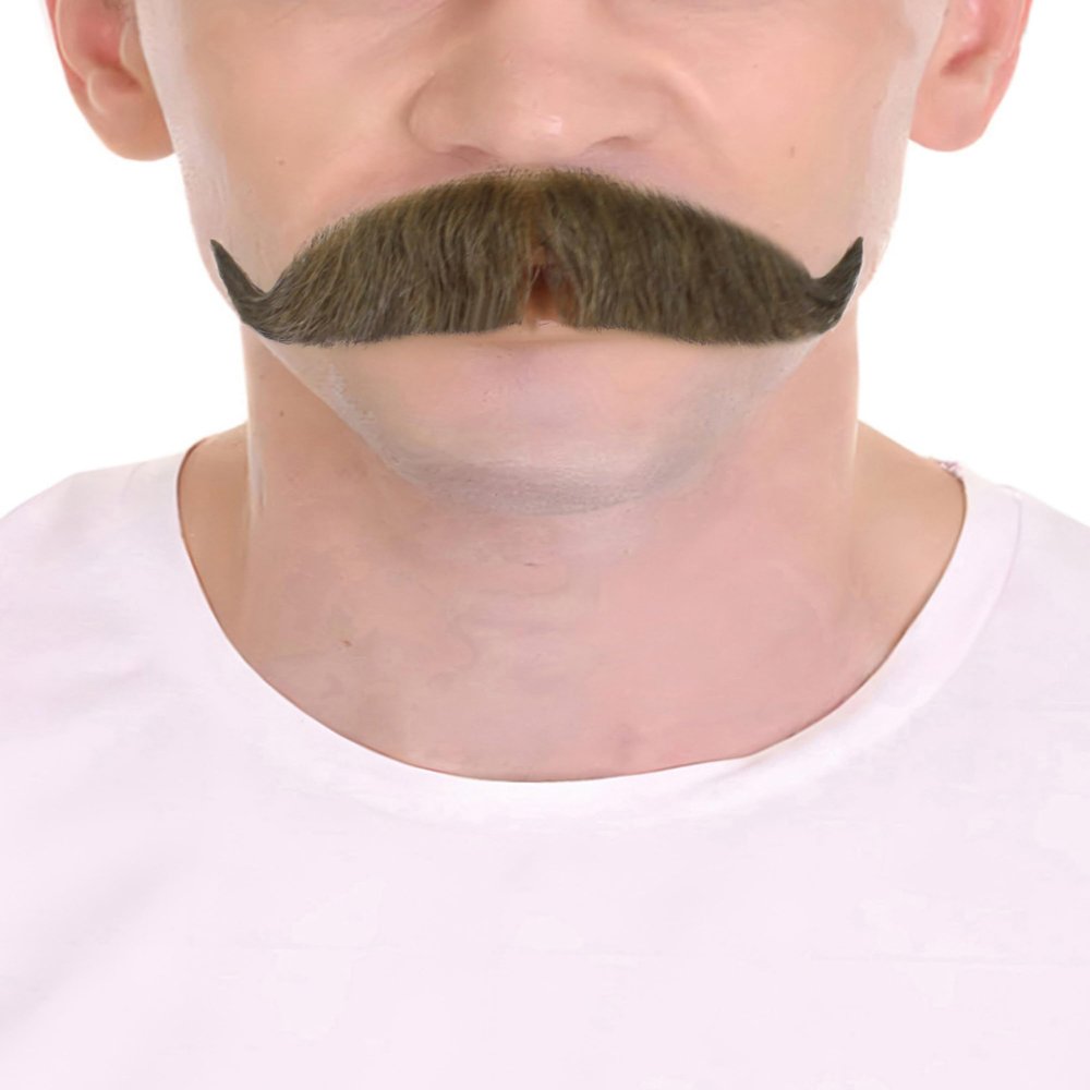 BC GOODS BY Men's Realistic Imperial Handlebar Mustache  Thick Self Adhesive Human Hair  Facial Accessory for Cosplay & Events - Brown