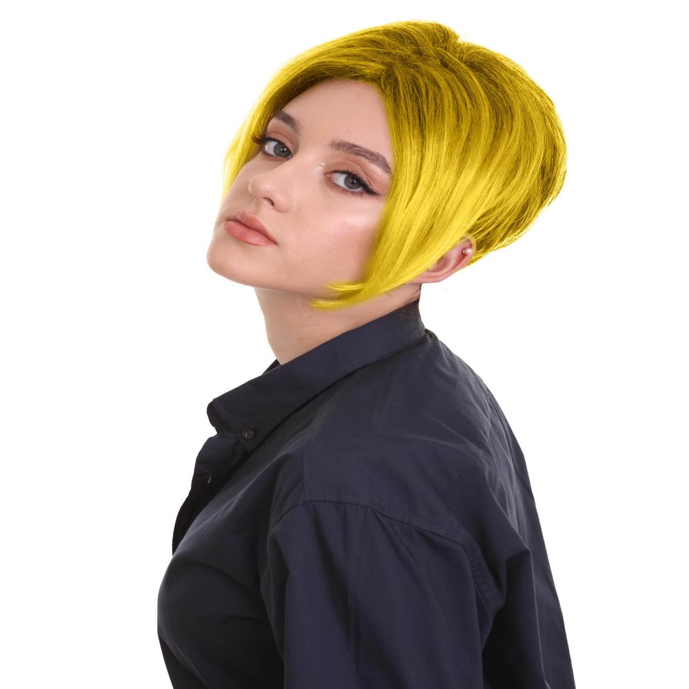BC GOODS BY Women's Classic Karen, Minivan Mom Pixie Meme Cut Wig, Premium Halloween Synthetic Fiber Wig - Yellow