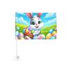12x18 Inch Easter-Rabbit-Eggs-Daisies Polyester Car Flag, Double-Sided Car Window Flag For Vehicle And Trucks view 1
