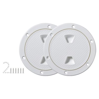 2 Pcs Boat Hatch,4" White Marine Hatch - Boat Access Hatch, Round Inspection Deck Plate Hatch with Detachable Cover for Boat Yacht, UV Resistant