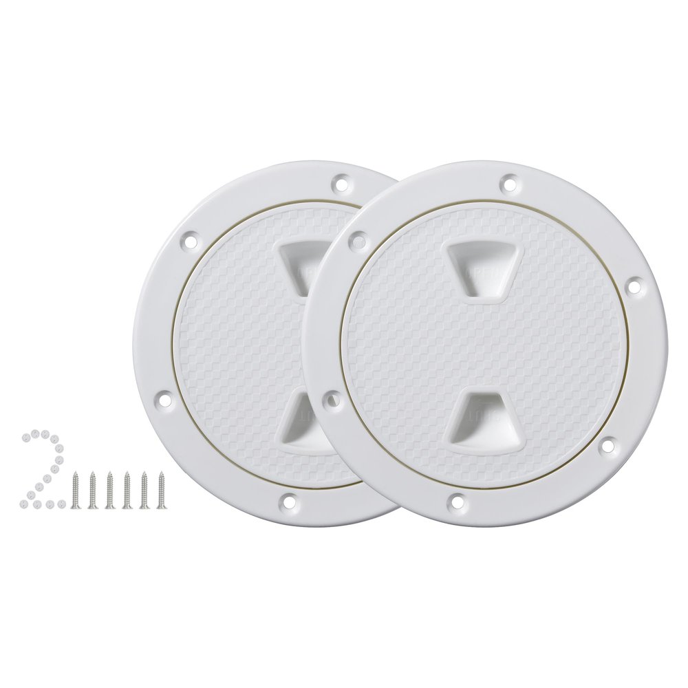 2 Pcs Boat Hatch,4" White Marine Hatch - Boat Access Hatch, Round Inspection Deck Plate Hatch with Detachable Cover for Boat Yacht, UV Resistant