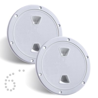 CROSSBODY 2 Pcs Boat 6" White Round Inspection Deck Plate Hatch with Detachable Cover, Water Tight for Kayak RV Marine Boat Yacht Outdoor Installations