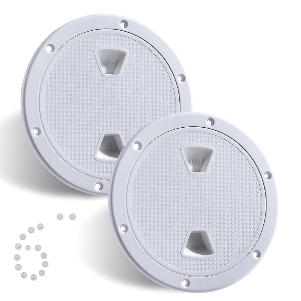 CROSSBODY 2 Pcs Boat 6" White Round Inspection Deck Plate Hatch with Detachable Cover, Water Tight for Kayak RV Marine Boat Yacht Outdoor Installations