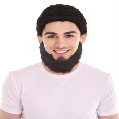 BC GOODS BY Men's Synthetic Full Beard, Perfect for Halloween & Cosplay and Themed Parties - Black