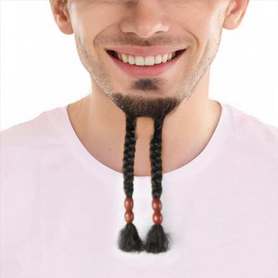 BC GOODS BY Mens Goatee Long Black Beard, Human Hair with Flame-Retardant Synthetic Fiber for Cosplay