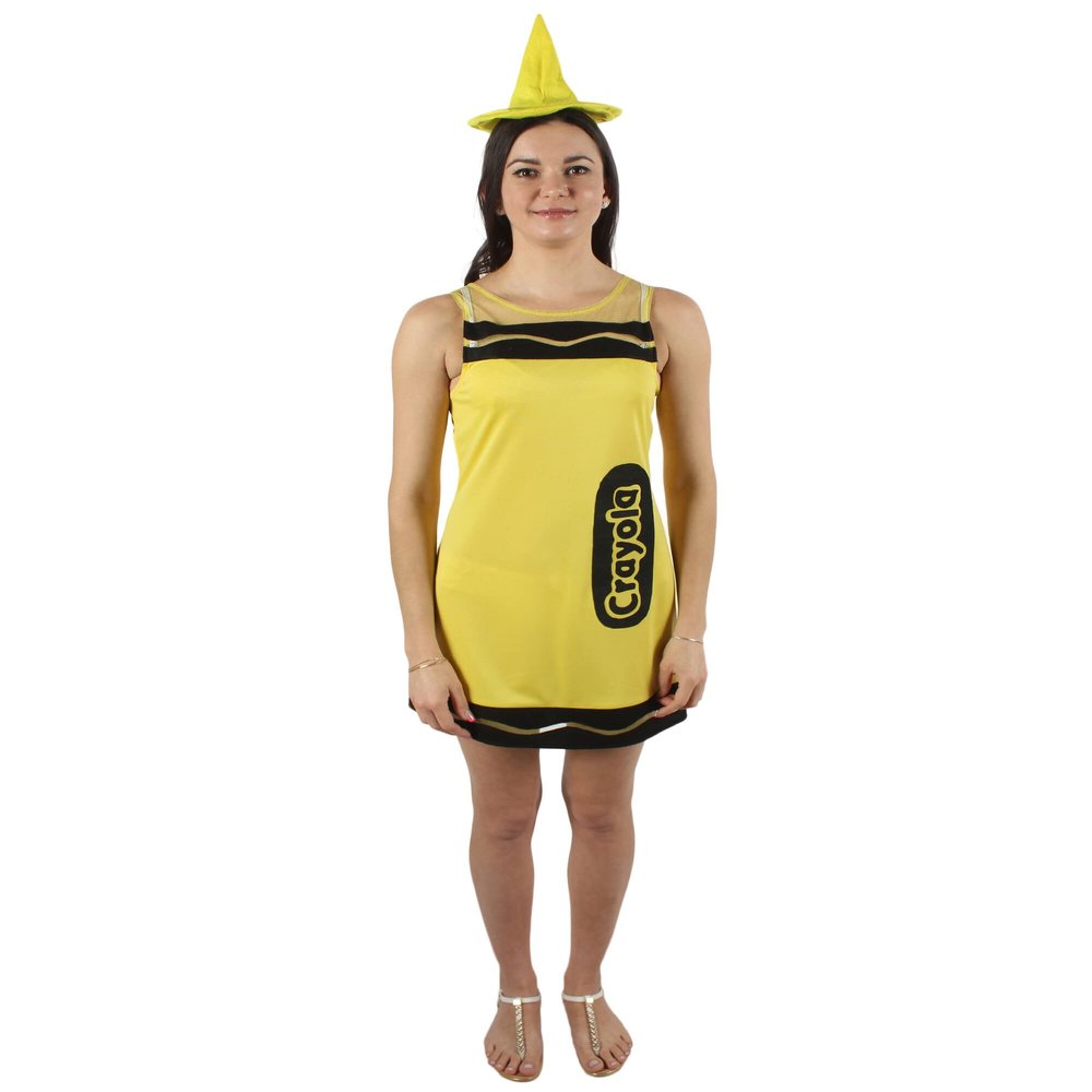 BC GOODS BY Adult Crayon Costume Bundle-Long-Sleeve Synthetic Fabric, Yellow - Small