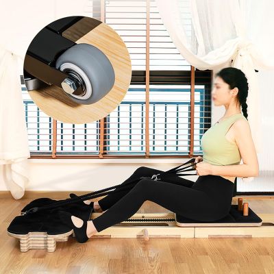 NYZAL Combinatorial Wood Pilates Bed Exercise Strength Training Reformer Equipment for Studio Home Gym Yoga Workout Mute Pilates Chair, Up to 330 lbs Weight Capacity