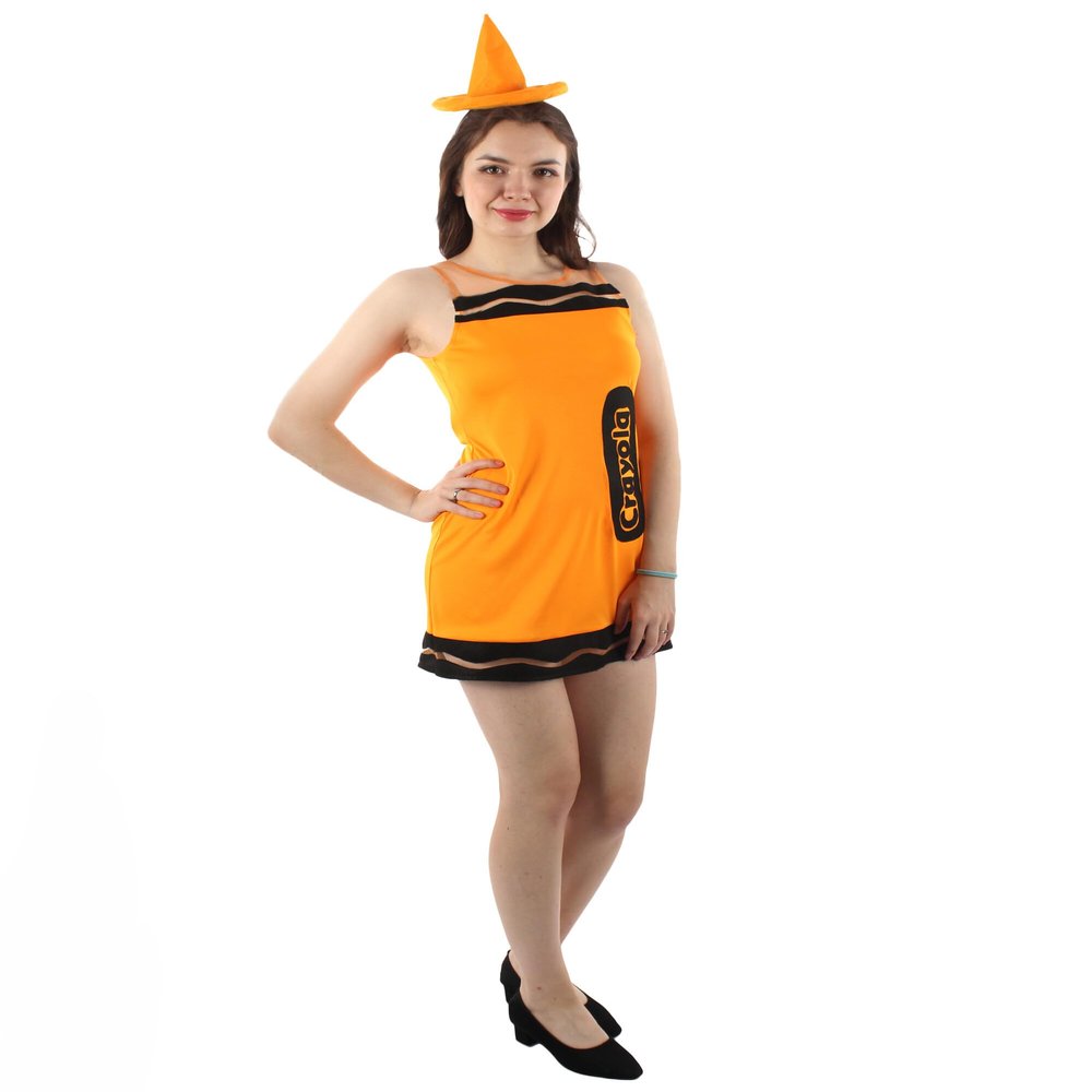 BC GOODS BY Adult Crayon Costume Bundle-Long-Sleeve Synthetic Fabric, Orange - Large