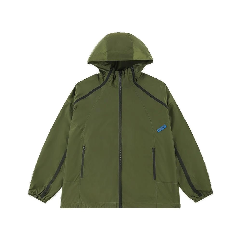 Xingfenly Jacket Zip Up for Men Street Windbreaker Coats Women Spring Autumn Thin Daily Sport College Jackets s2 Green8 L