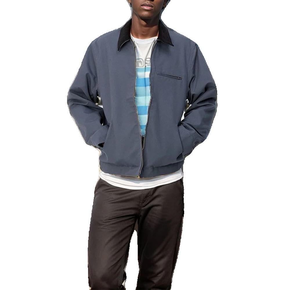 Xingfenly Streetwear Stylish Jacket Coat Autumn Patchwork Turn-down Collar Cardigan Men Long Sleeve Zipper Jackets s3 Grey8 M