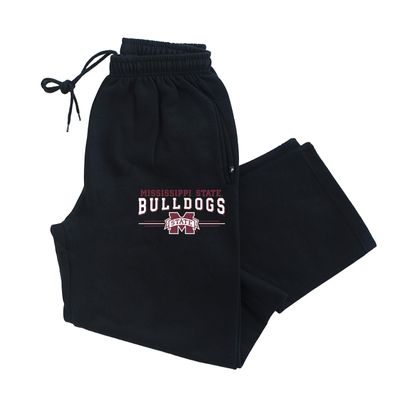 CornBorn Mississippi State Sweatpants - Premium Fleece MSU Bulldogs 3-Stripe - Black - 4X