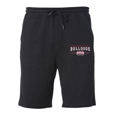 CornBorn Mississippi State Bulldogs Jogger Shorts - Premium Fleece MSU Bulldogs 3-Stripe - Black - XL