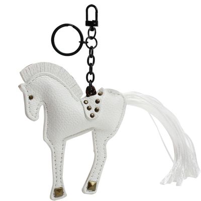 JINZHOUFZ Handcrafted leather horse key chains, purse hanging accessories, cute styling bag accessories feminine charm (White)