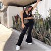 ZOOSIXX Flare Yoga Pants for Women, Crossover Soft Bootcut Leggings Navy Blue view 2