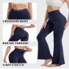 ZOOSIXX Flare Yoga Pants for Women, Crossover Soft Bootcut Leggings Navy Blue view 3
