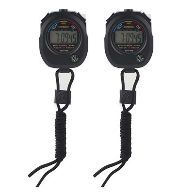 2 PCS Multifunctional Stopwatch Timer, Electronic Referee School Athletic Meetings Timer for Racing Running, Swimming with Calendar Alarm