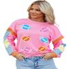 ZhiHiMeRi Rugby Football Pattern T-Shirt with Crew Neck - Relaxed Fit and Casual Style,Pink,(US 16-18) XL view 1