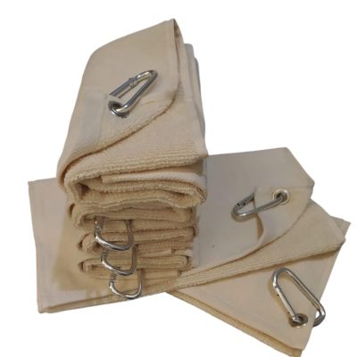 Towland Ticaret,Set of 12, Terry Velour Golf,Baseball and Fishing Towels Corner Grommet & Hook, 11x18 Fingertip Towels, Quality Turkish Sport Towels (12, Cream)