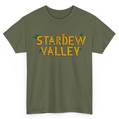 2024 Valley Gifts New Text SV T-Shirt Merch Happy stardew Love Art Fans Poster Board | Unisex (US, Alpha, Medium, Regular, Regular, Military Green)
