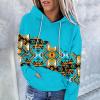 FOCLMP Women Western Ethic Hoodie Aztec Style Print Graphic Sweatshirts Pullover Hooded Pullover Tops Shirts Vintage Clothing Sweatshirt Tunic Blue S view 2