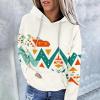 FOCLMP Women Western Ethic Hoodie Aztec Style Print Graphic Sweatshirts Pullover Hooded Pullover Tops Shirts Vintage Clothing Grunge Clothes for Women White M view 2
