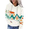 FOCLMP Women Western Ethic Hoodie Aztec Style Print Graphic Sweatshirts Pullover Hooded Pullover Tops Shirts Vintage Clothing Grunge Clothes for Women White M view 3