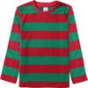 COSLAND Toddler Boys Red and Green Striped Shirt Christmas Long Sleeve Tee, Red and Green, X-Small view 1