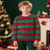 COSLAND Toddler Boys Red and Green Striped Shirt Christmas Long Sleeve Tee, Red and Green, X-Small view 2