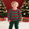 COSLAND Toddler Boys Red and Green Striped Shirt Christmas Long Sleeve Tee, Red and Green, X-Small view 4