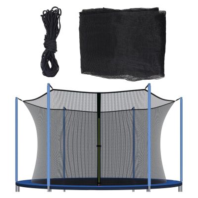 FSDIYU Trampoline Safety Net Replacement, 14FT Round Trampoline Accessories with Zippers and Buckles, UV Resistant Tear Resistant Trampoline Enclosure Surround Netting, Net Only,14 FT - 6 Poles,Black