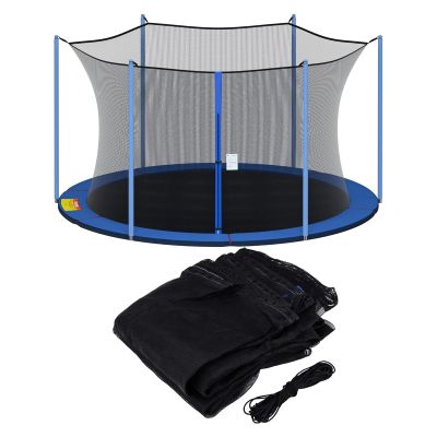FSDIYU Trampoline Safety Net Replacement, 15FT Round Trampoline Accessories with Zippers and Buckles, UV Resistant Tear Resistant Trampoline Enclosure Surround Netting, Net Only,15 FT - 6 Poles,Black