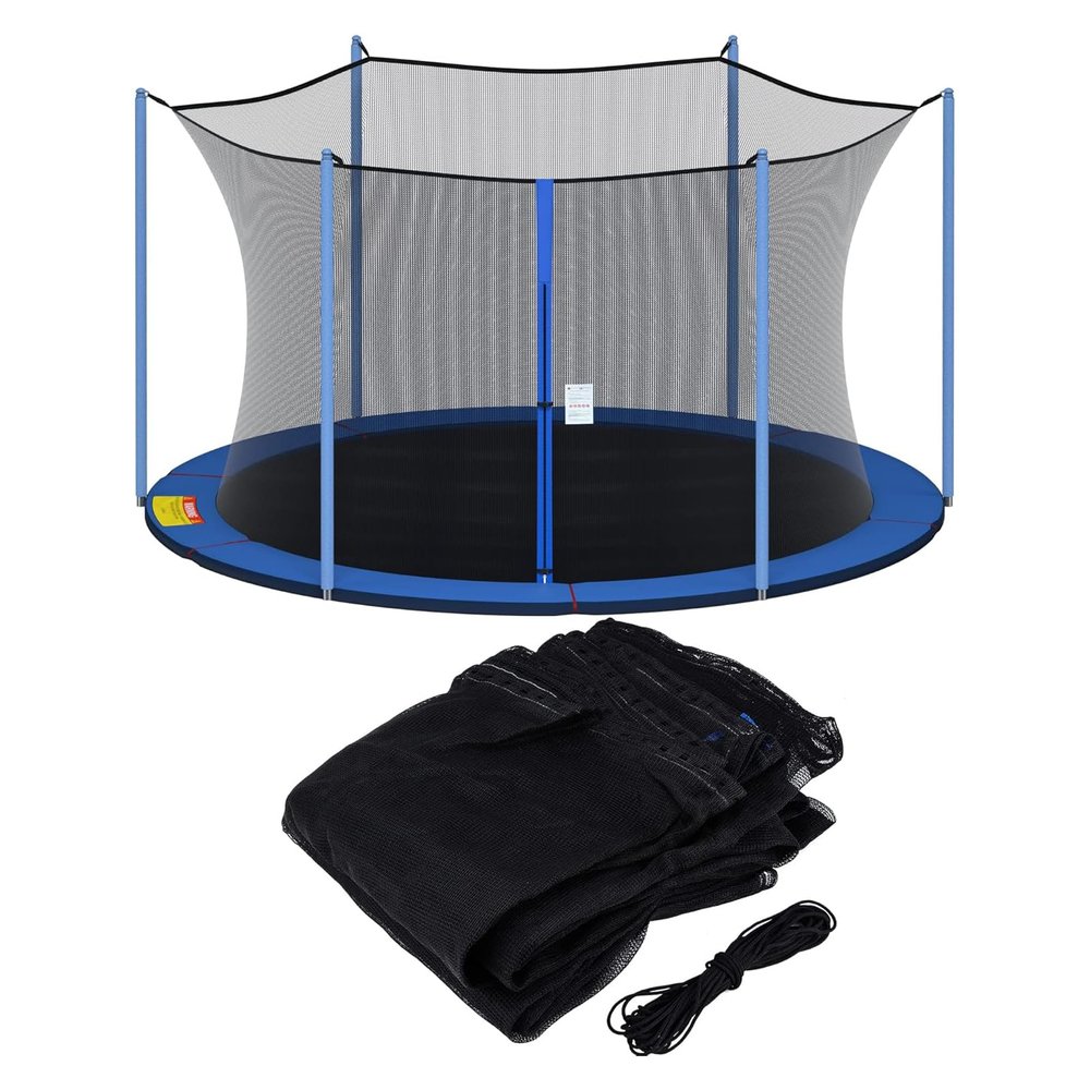 FSDIYU Trampoline Safety Net Replacement, 15FT Round Trampoline Accessories with Zippers and Buckles, UV Resistant Tear Resistant Trampoline Enclosure Surround Netting, Net Only,15 FT - 6 Poles,Black