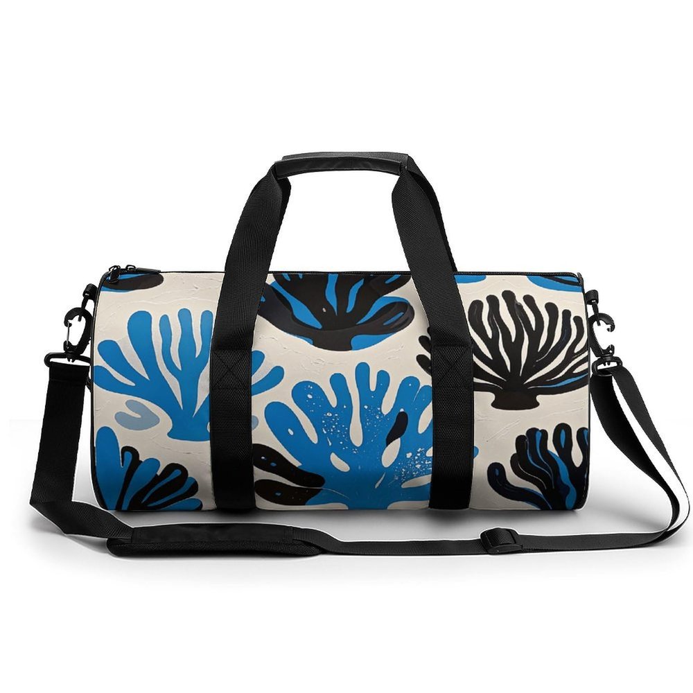 Gym Bags for Men Women Blue White Coral Duffle Bag Travel Overnight Bag with Shoe Compartment Tote Bags