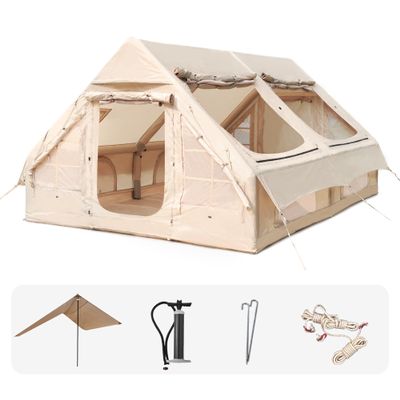 CCF Inflatable Tent for Camping with Canopy and Pump 2-8 Person Glamping Tents for Camping Adult Easy Setup 4 Season Blow Up Tent Waterproof Windproof Outdoor