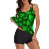 Fashion Tankini Sets, Swimsuits Two Piece Tummy Control Bathing Suits for Women Swimwear Top with Boyshorts Compatible with St Patricks Day Green Shamrock Clover Leaf Grass view 2