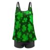 Fashion Tankini Sets, Swimsuits Two Piece Tummy Control Bathing Suits for Women Swimwear Top with Boyshorts Compatible with St Patricks Day Green Shamrock Clover Leaf Grass view 4