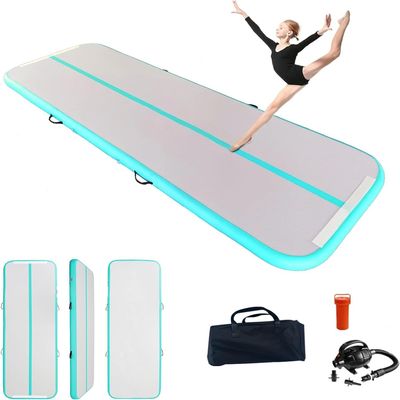 YUJIA Inflatable Gymnastics Mats For Tumbling Track, Home & Outdoor Training, Air Track Tumbling Mat With Air Blower & Carry Bag, Multiple Sizes 10FT/13FT/16.4FT/20FT Ideal For Yoga, Cheer & Practice Easy Inflation