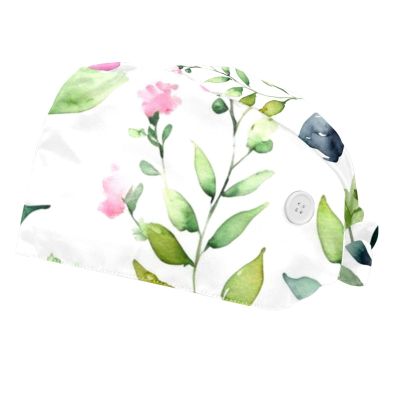 2 Pieces Scrub Caps Women Men's Scrub Cap Nurse Scrub Cap for The Surgeon Grass Meadow Flowers Herbs Multicoloured