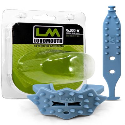 Loudmouth Football Mouth Guard - 3D SpikeSurge Football Mouthpiece with Strap, Fits Adult & Youth, Mouth Guard Football Accessories (Carolina Blue)