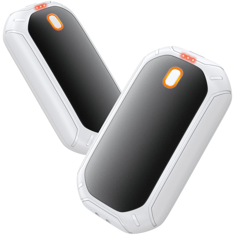 2 Pack Hand Warmers Rechargeable, 2025 New Portable Magnetic Electric with 12hrs Warmth, Double-Sided Heating Pocket Size for Outdoors, Camping - Black+White