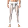 Men's Mesh Fishnet Pants See Through Stretchy Muscle Leggings Drawstring Sleep Lounge Thermal Bottoms White view 1