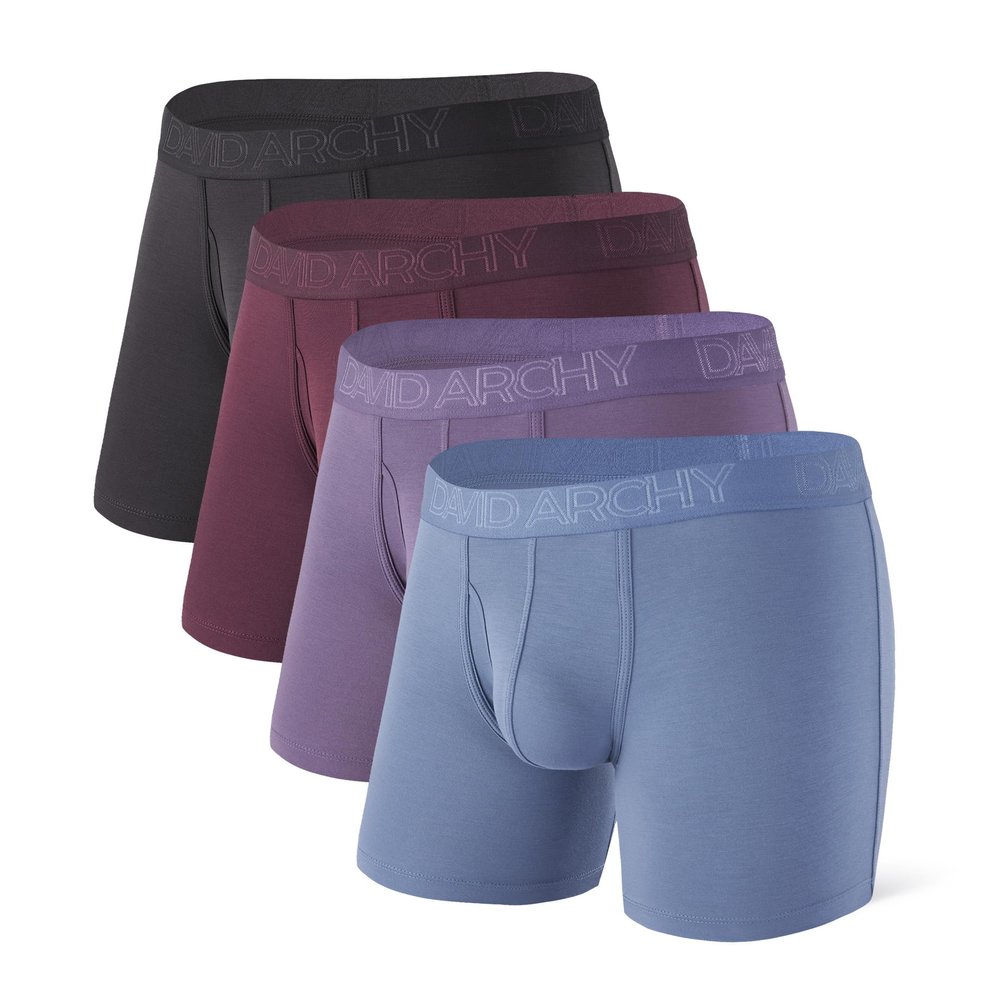 DAVID ARCHY Mens Boxer Briefs - Ultra Soft Support Pouch Performance Underwear 4 Pack X-Large